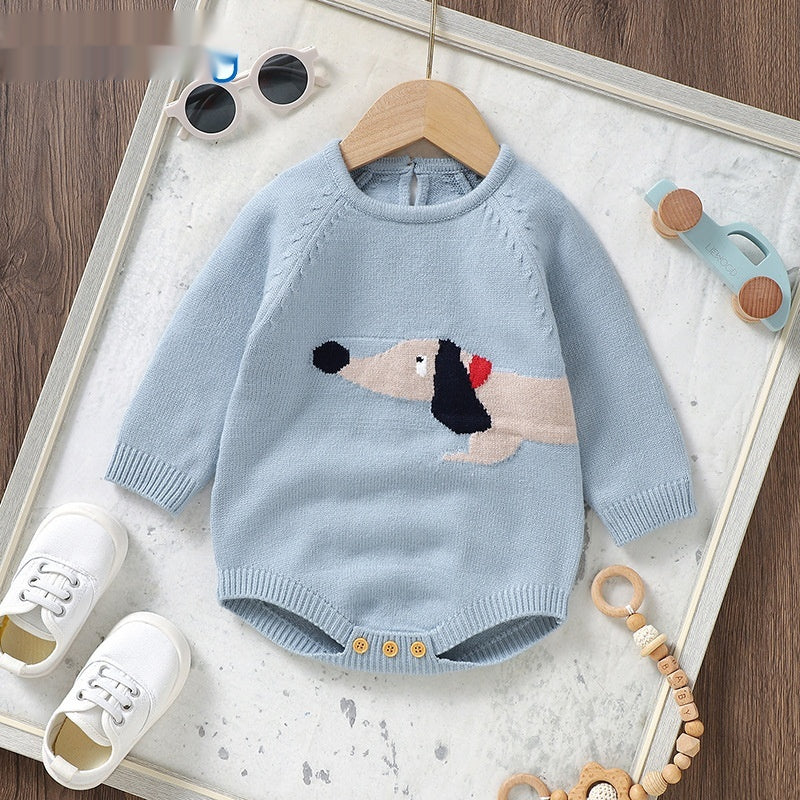 Chien Jacquard One-Piece Triangular Wrap Romper Montage costume