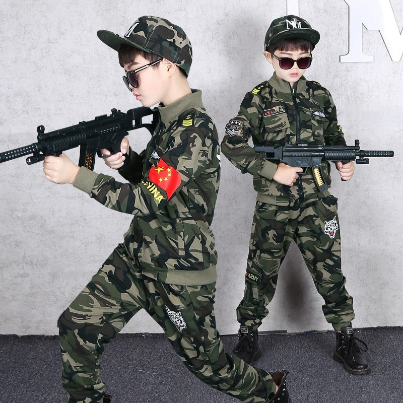 Enfants d'automne Camouflage Moyen et grand Enfants Beau costume en deux parties