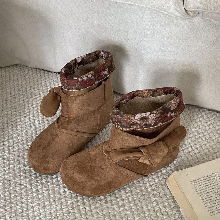 Bottes de cheville à louches femmes orteils ronds doux Suede intérieur Gedge Bottes courtes