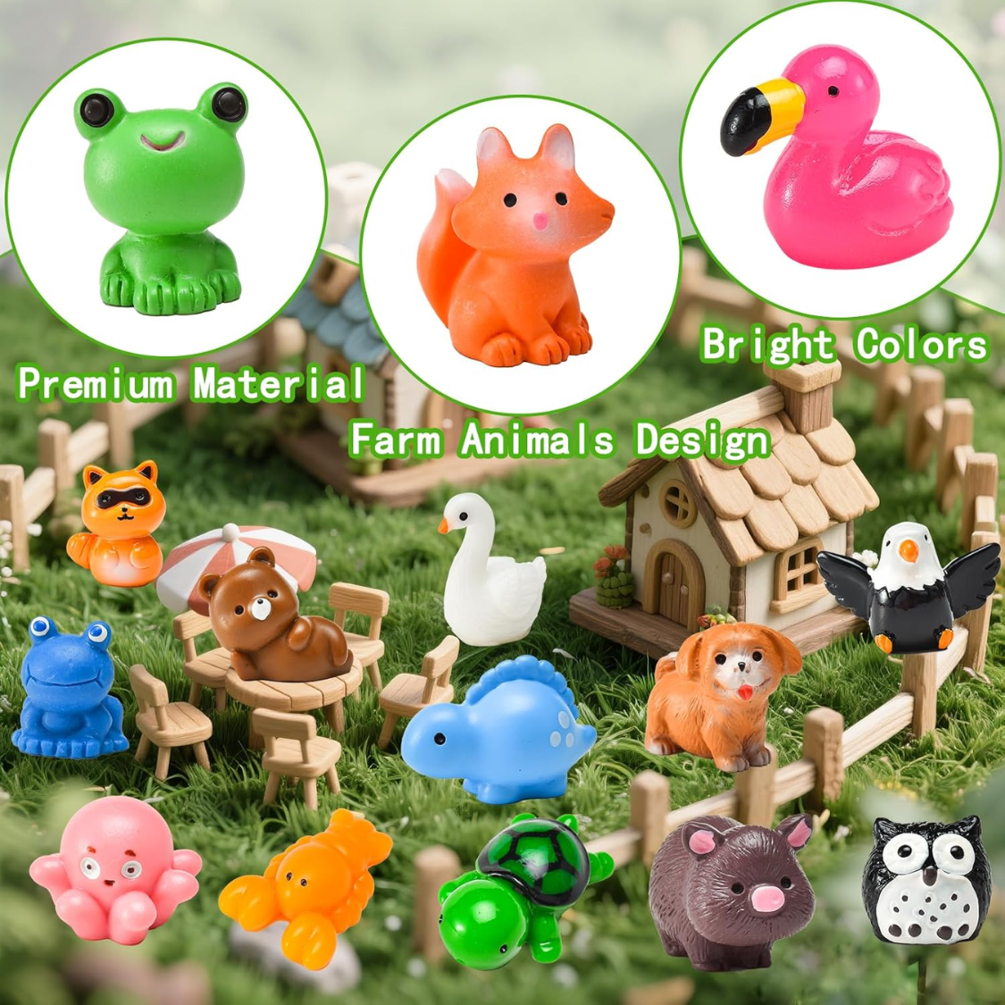 50 Pcs Mini résine animaux minuscules Résine animaux Figurines Bulk Miniature peu à cacher