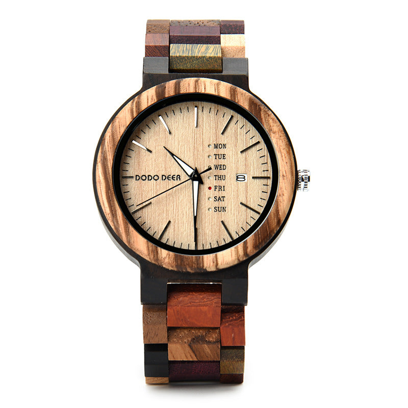 Wood Couple's European and American Style Calendrier Watch
