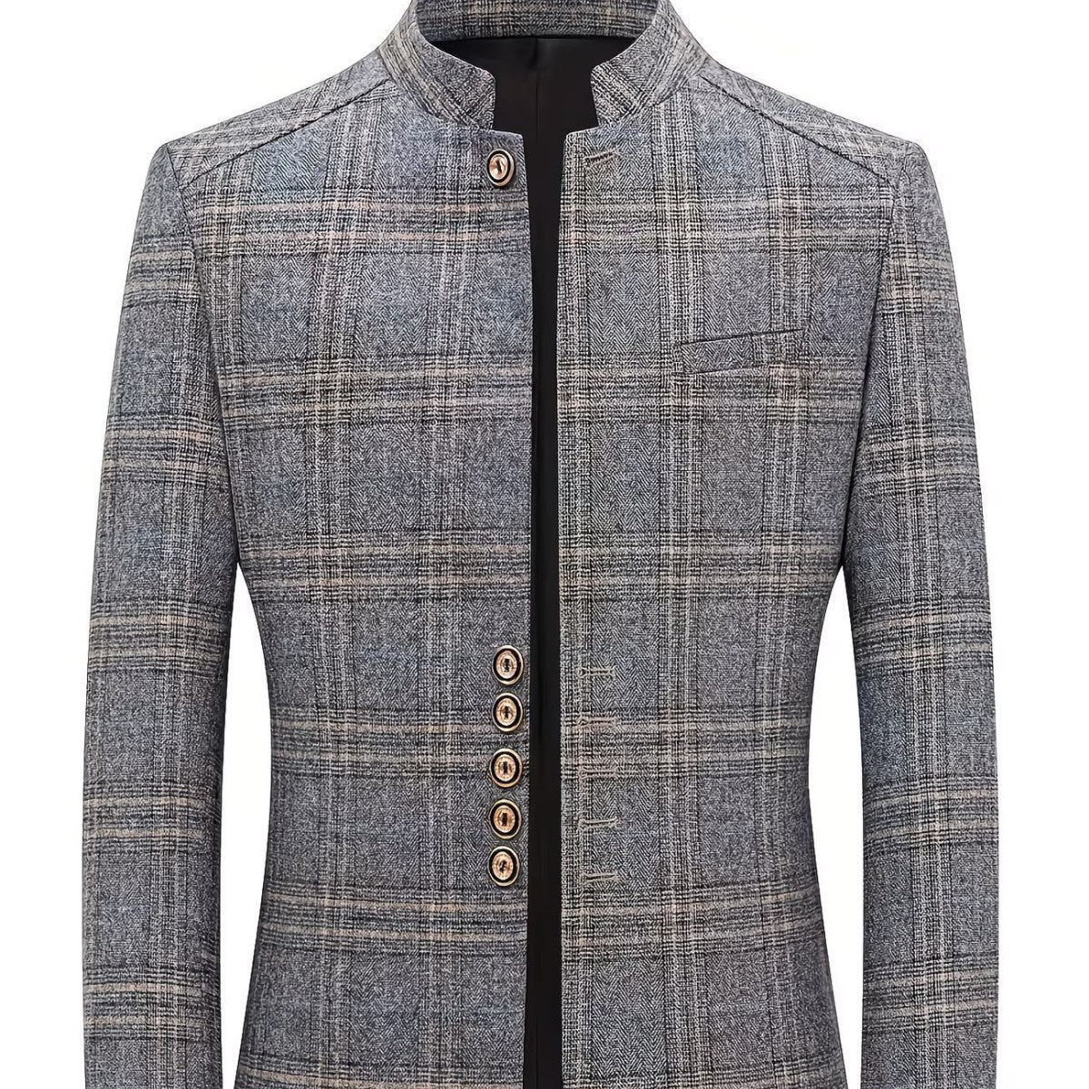 Veste de costume en Plaid pour hommes avec collier