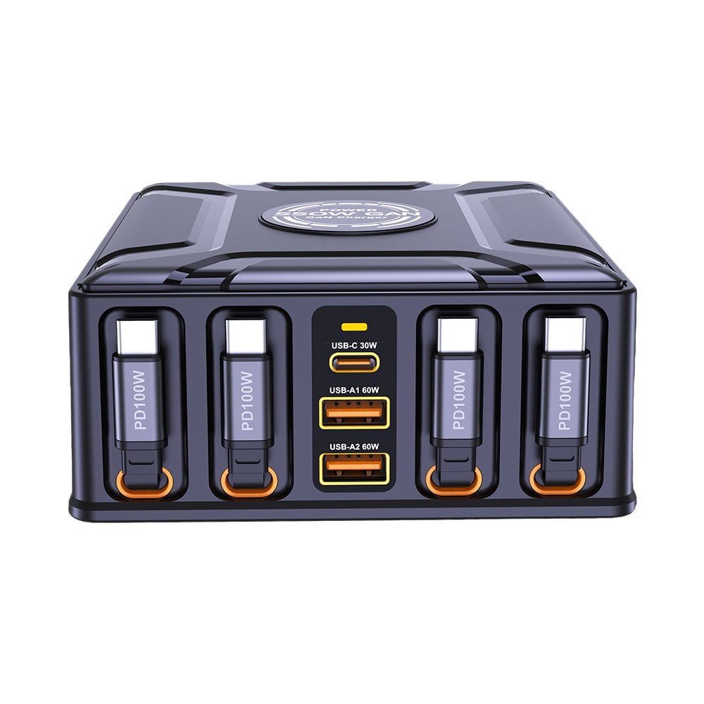 Multi-Port Charger with a retractable cable
