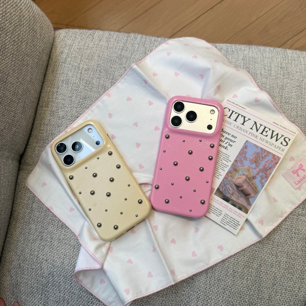 Perles en cuir Design Creative Phone Case Couverture de protection couleur unie