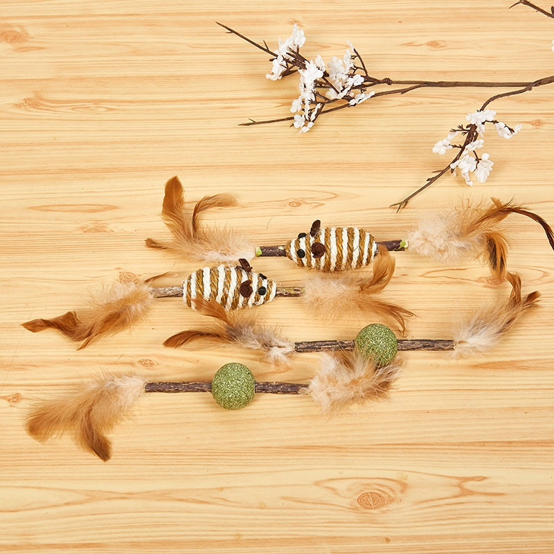 Feather Sisal Polygonum Multiflorum Auto-pet Cat Supplies Molar Dent Toy