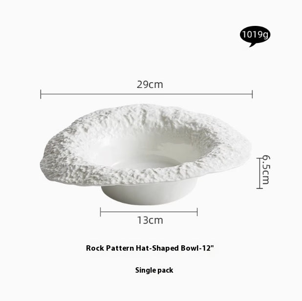 Chapeau de paille Plaque céramique Deep Plate Dîner Plaque Soupe Bol Salade
