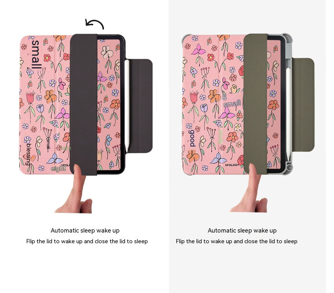 Étui de protection à double face de fleur plissée original