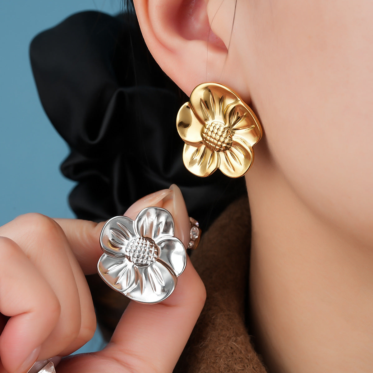 Boucles d'oreilles Françaises Retro Linéaires rayées INS Bohemian Ethnic Style Light Luxury High-fr