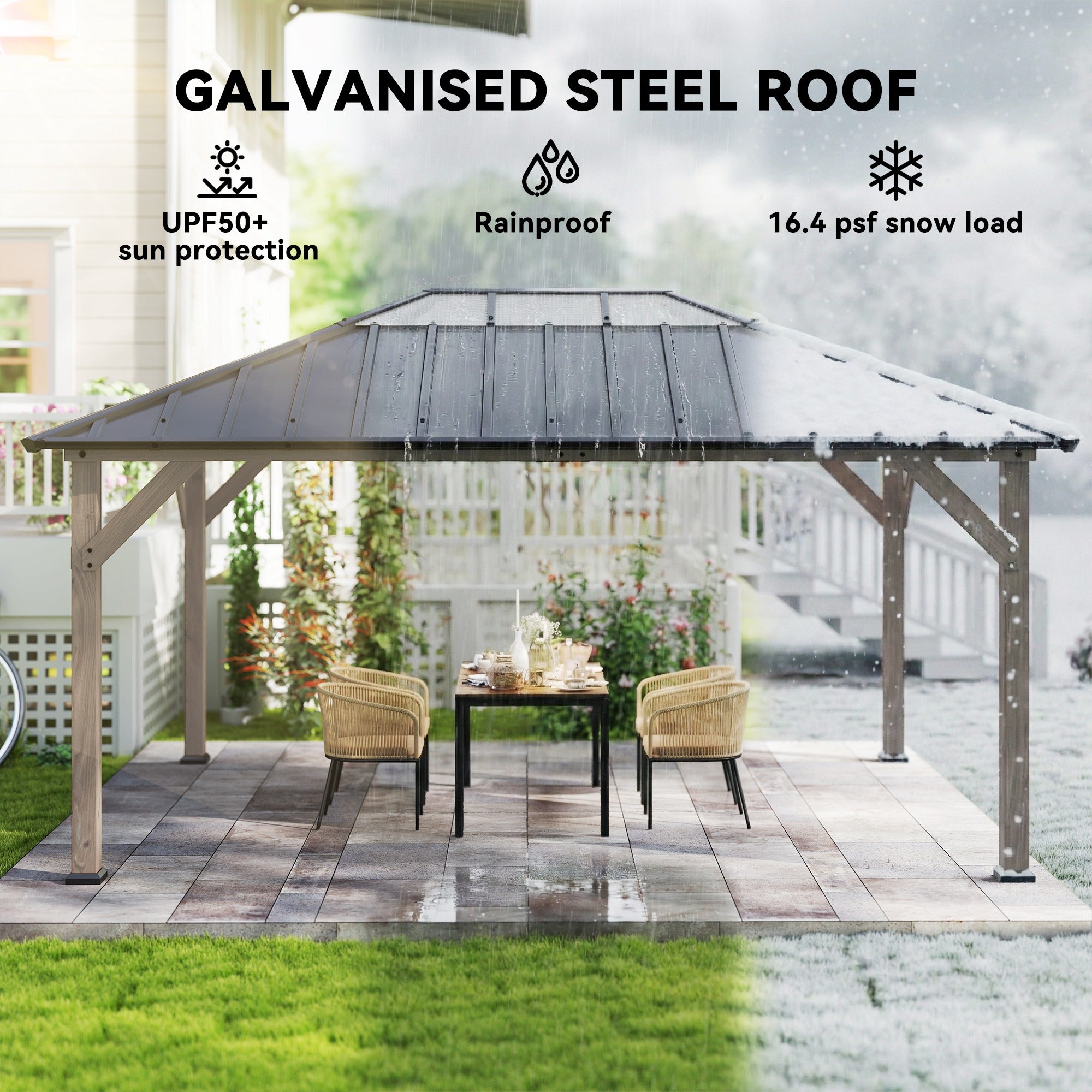 12 x 16 Gazebo avec toit en acier galvanisé