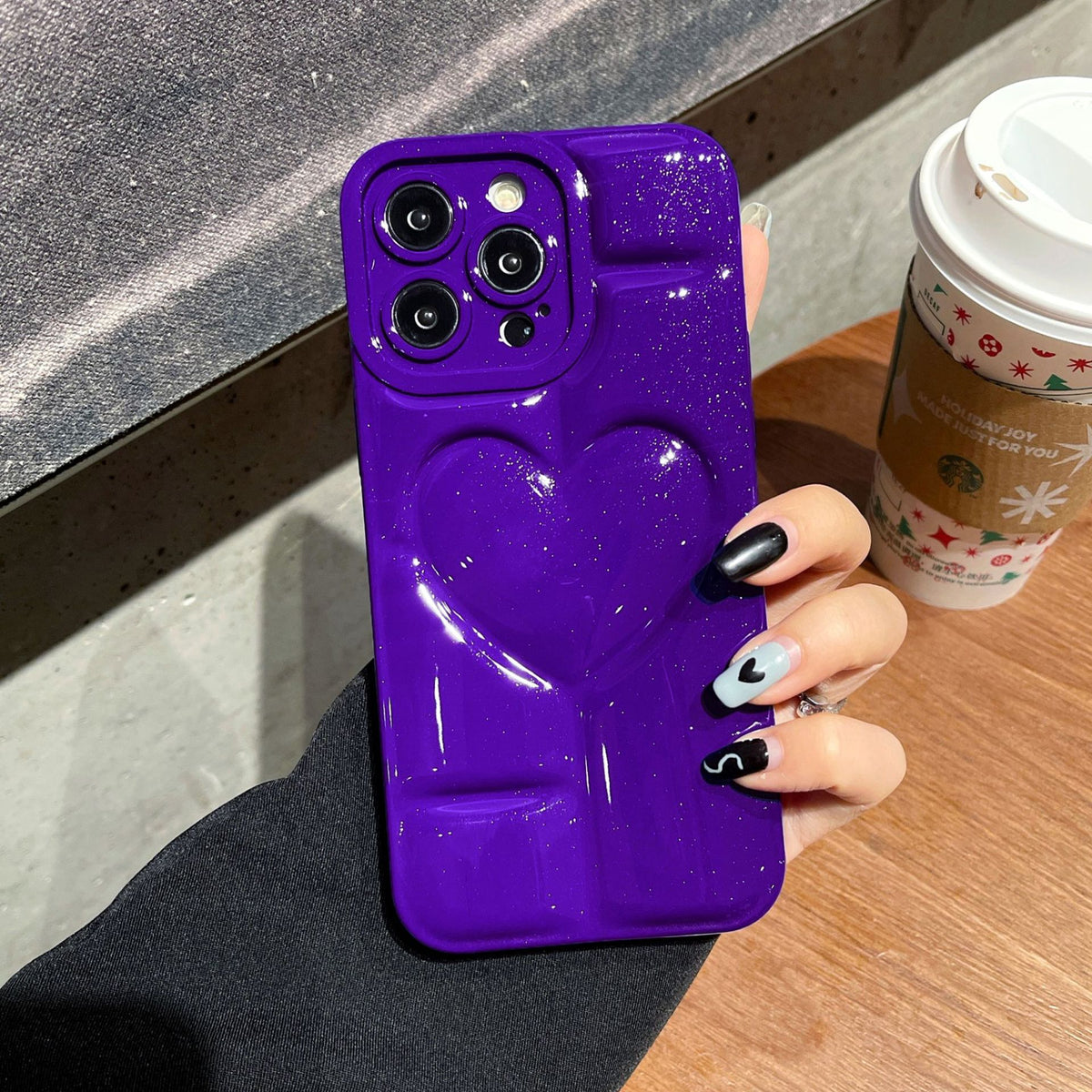 Grand amour Glitter Phone Case Shockproof Couverture de protection tout compris