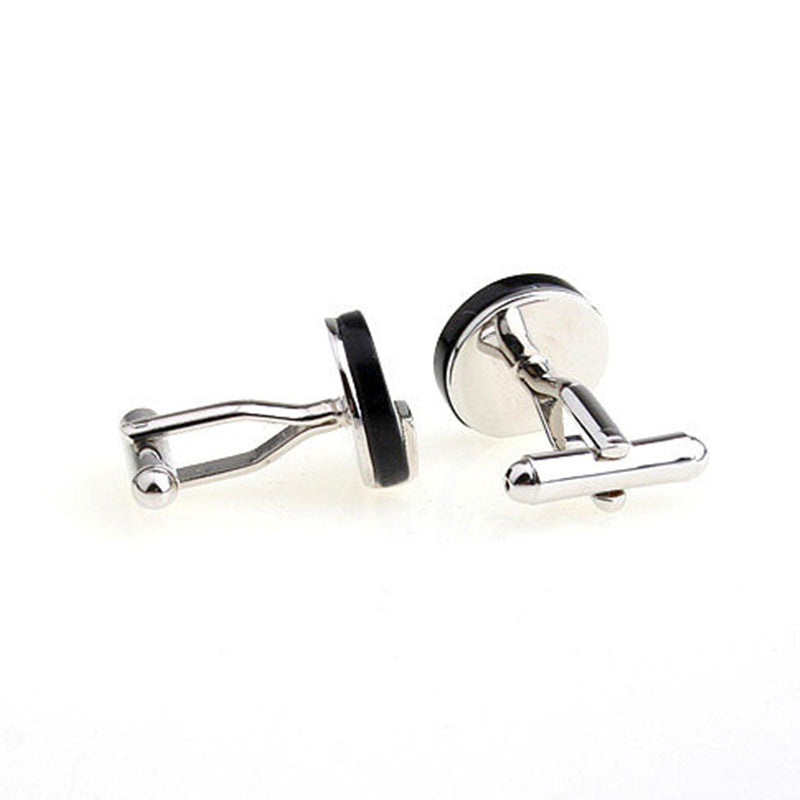 Hommes Fashion Round Black Onyx Cufflinks