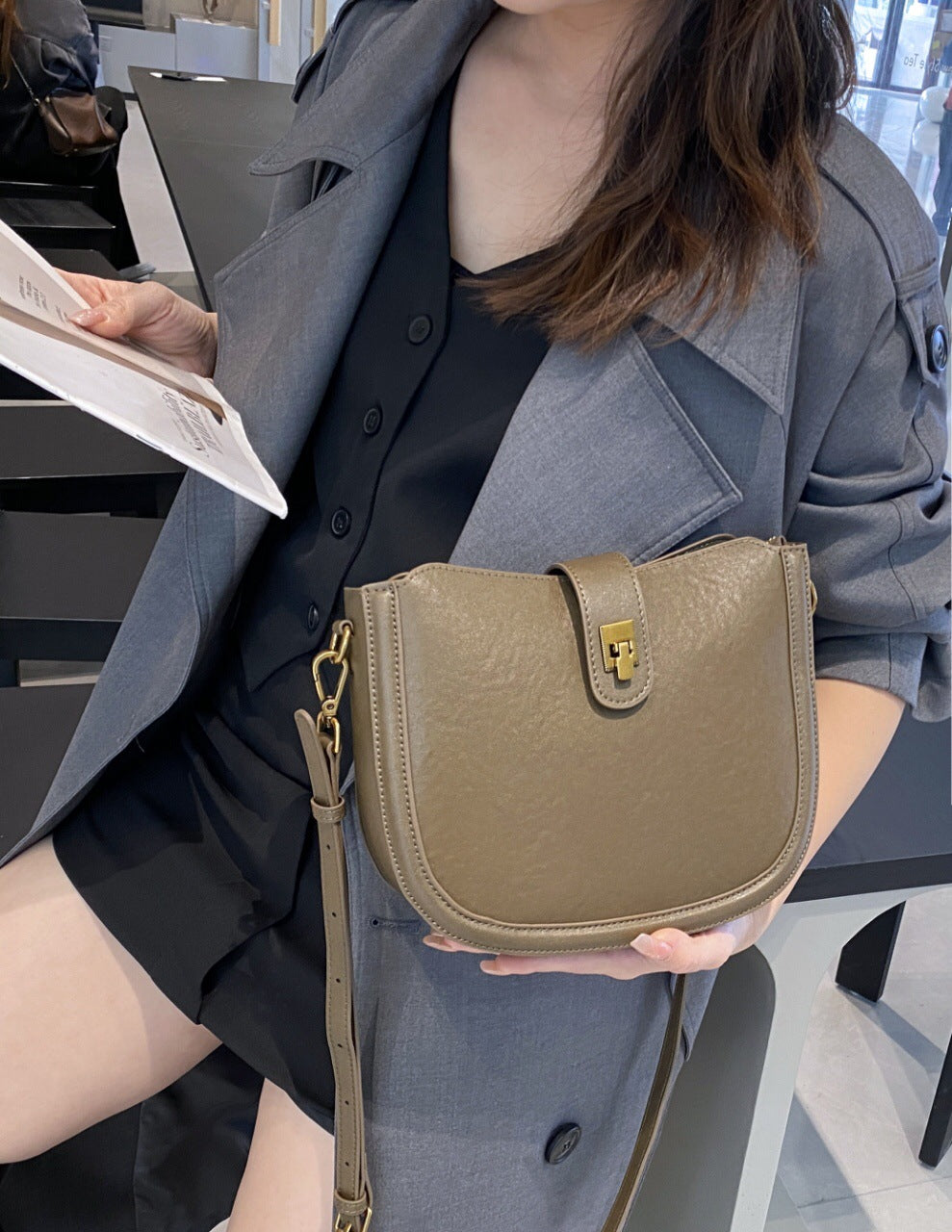 Minimaliste mode léger de luxe sac à main en cuir véritable sac à main polyvalent main Cowh