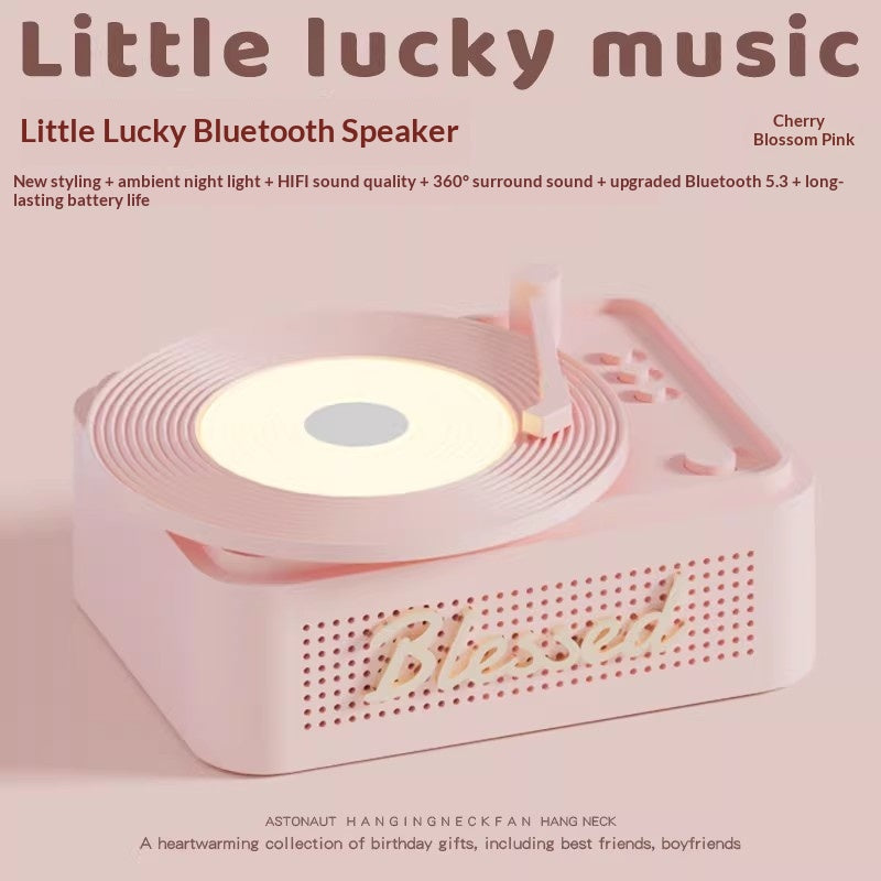 Lumière de nuit rétro de style vinyle et haut-parleur Bluetooth tout-en-un sans fil