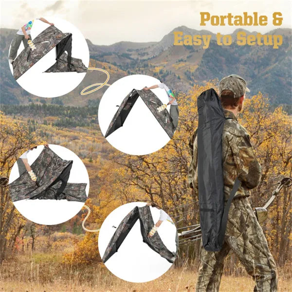 2-Panel See-through Hunting Blind - Pop-Up Design avec 3 prises de vue à travers les ports