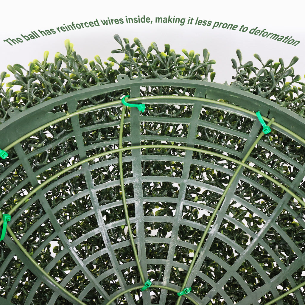 18.5IN Balles topiaires Plantes artificielles de faux bois à l'extérieur Grandes sphères décoratives vertes