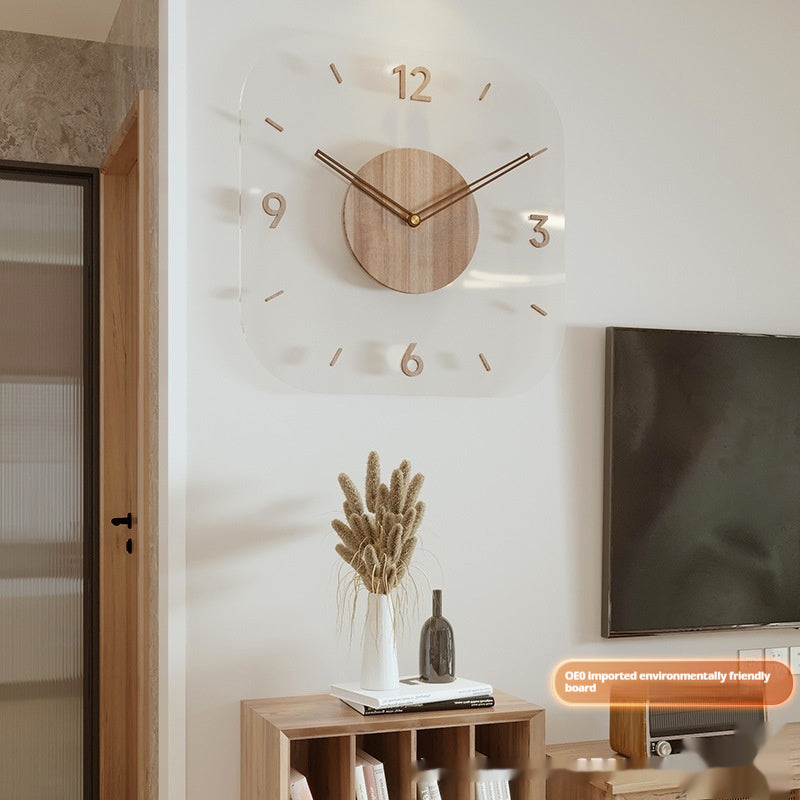 Horloge murale en bois transparent créatif