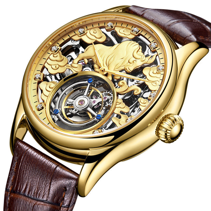 Montre mécanique en verre gemme double face