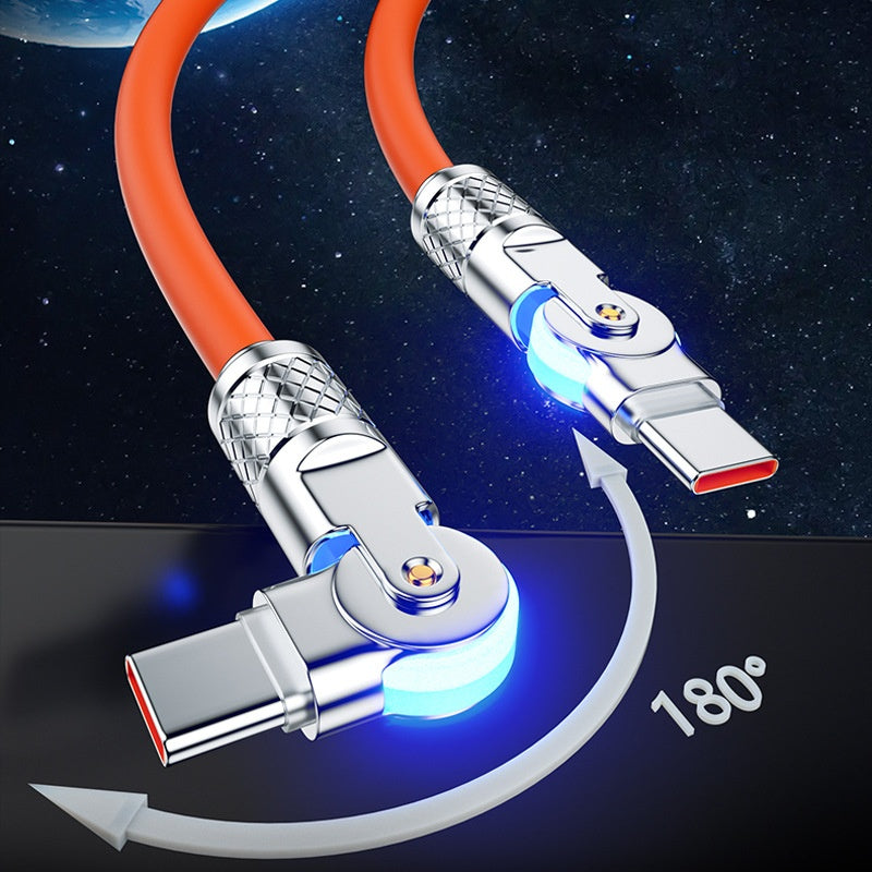 Gaming Dual-bend Rotating PD Câble de données de recharge rapide