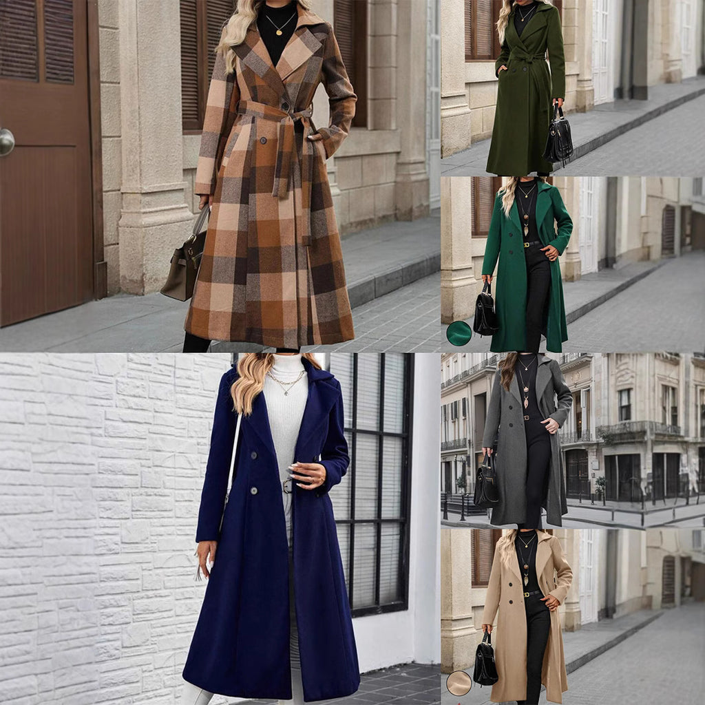 Manteau de laine Lapel d'arrivée avec cravate et double-brassed Design