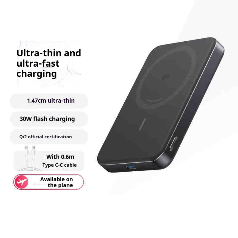 Banque de puissance magnétique Magsafe ultra-mince Charge rapide 30W sans fil 15W