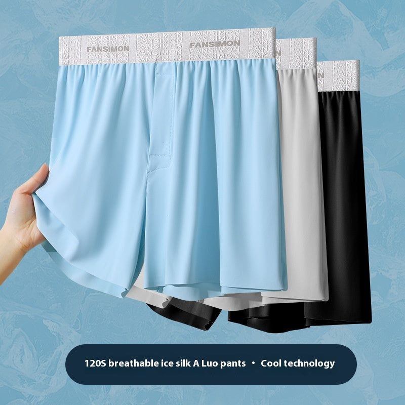 Sous-vêtements en soie de glace pour hommes Plus Taille Loose Boxer