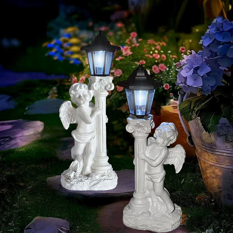 Ancienne colonne romaine Angel Lampe solaire ornement Jardin Balcon Paysage Lumière