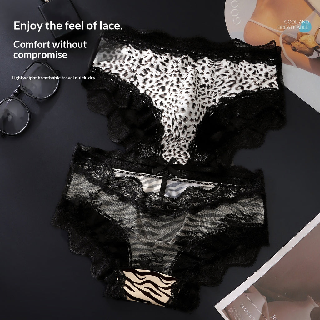 Silk Leopard-print Dentelle Breathable Slips pour hommes