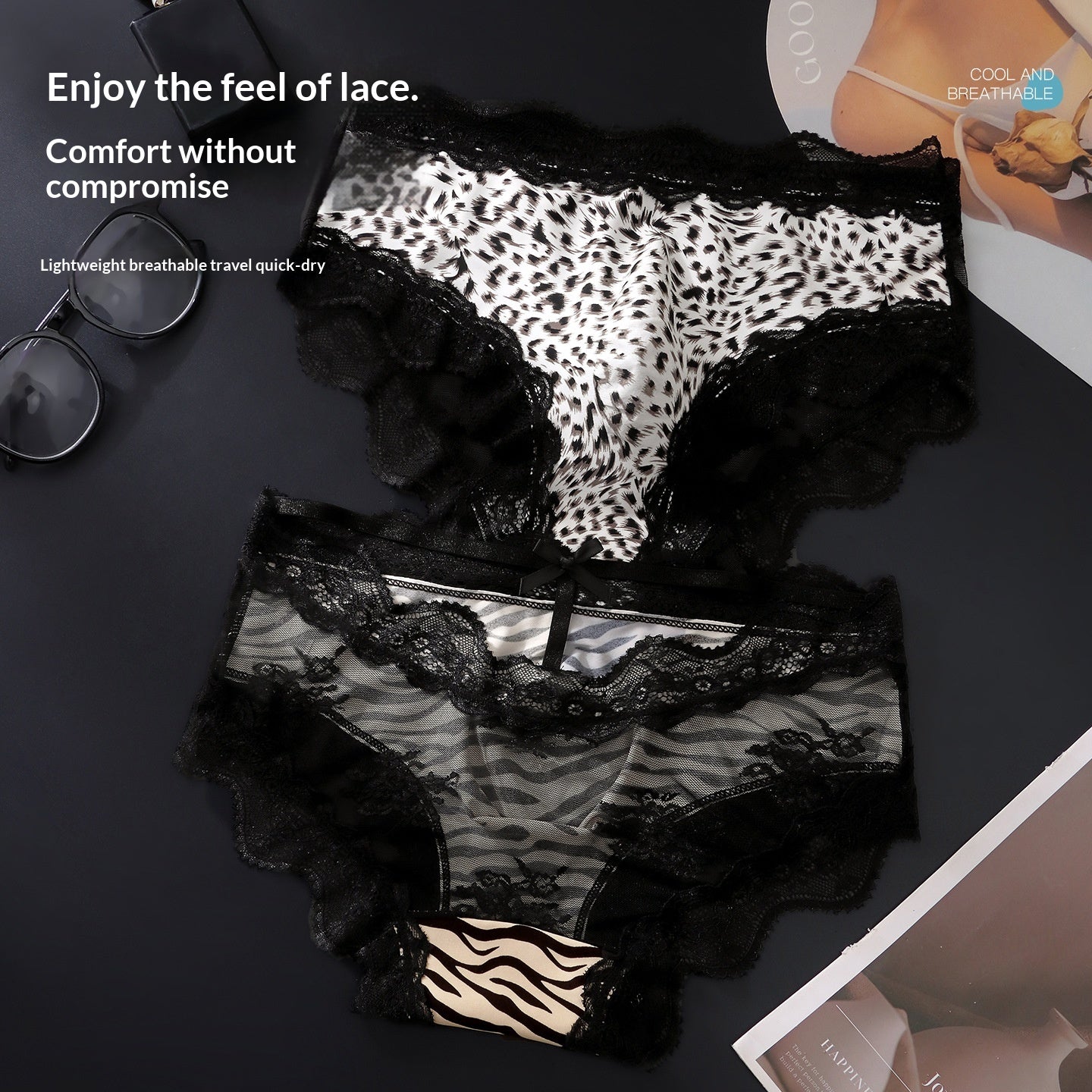 Silk Leopard-print Dentelle Breathable Slips pour hommes