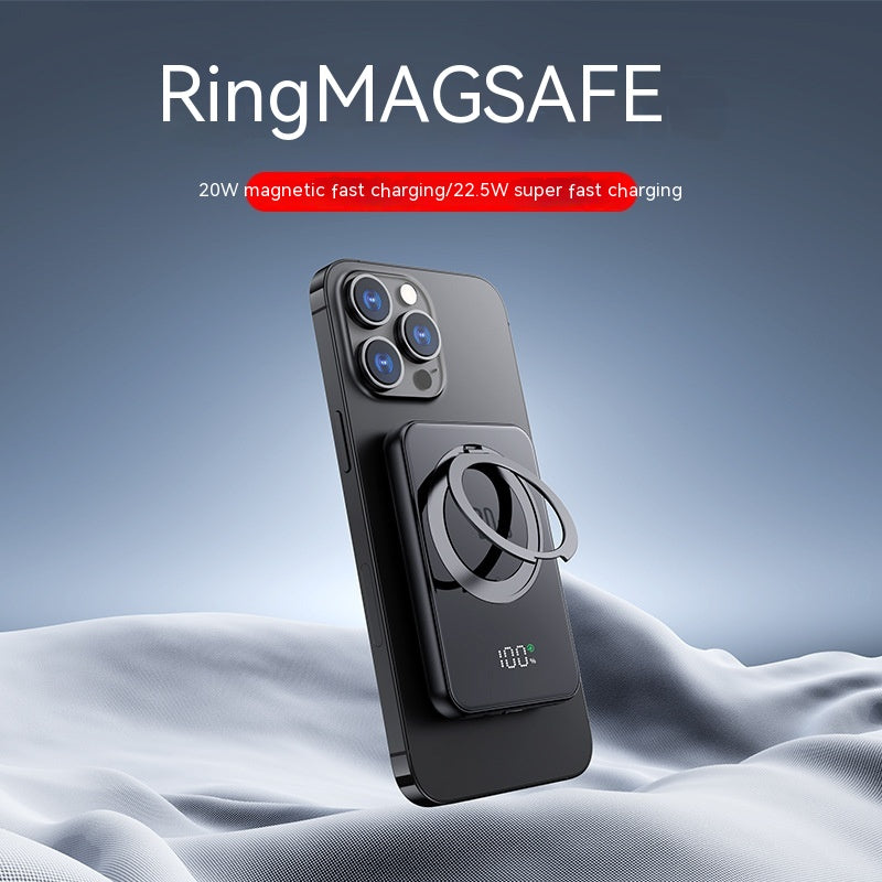 Aspiration magnétique avec chargeur sans fil de support portable 5000mAh Alimentation mobile