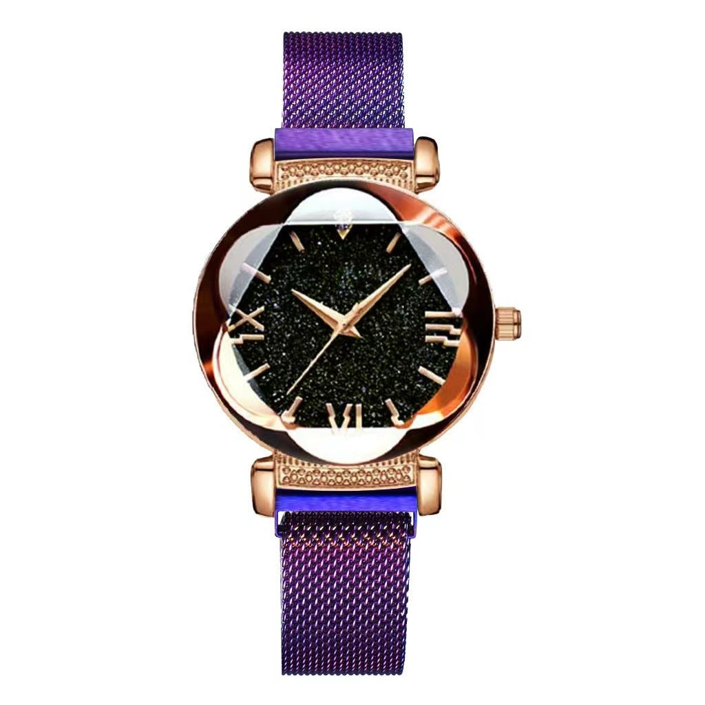 Magnetic-steel Starry Sky Montres pour femmes de style romain avec bracelet milanais polyvalent