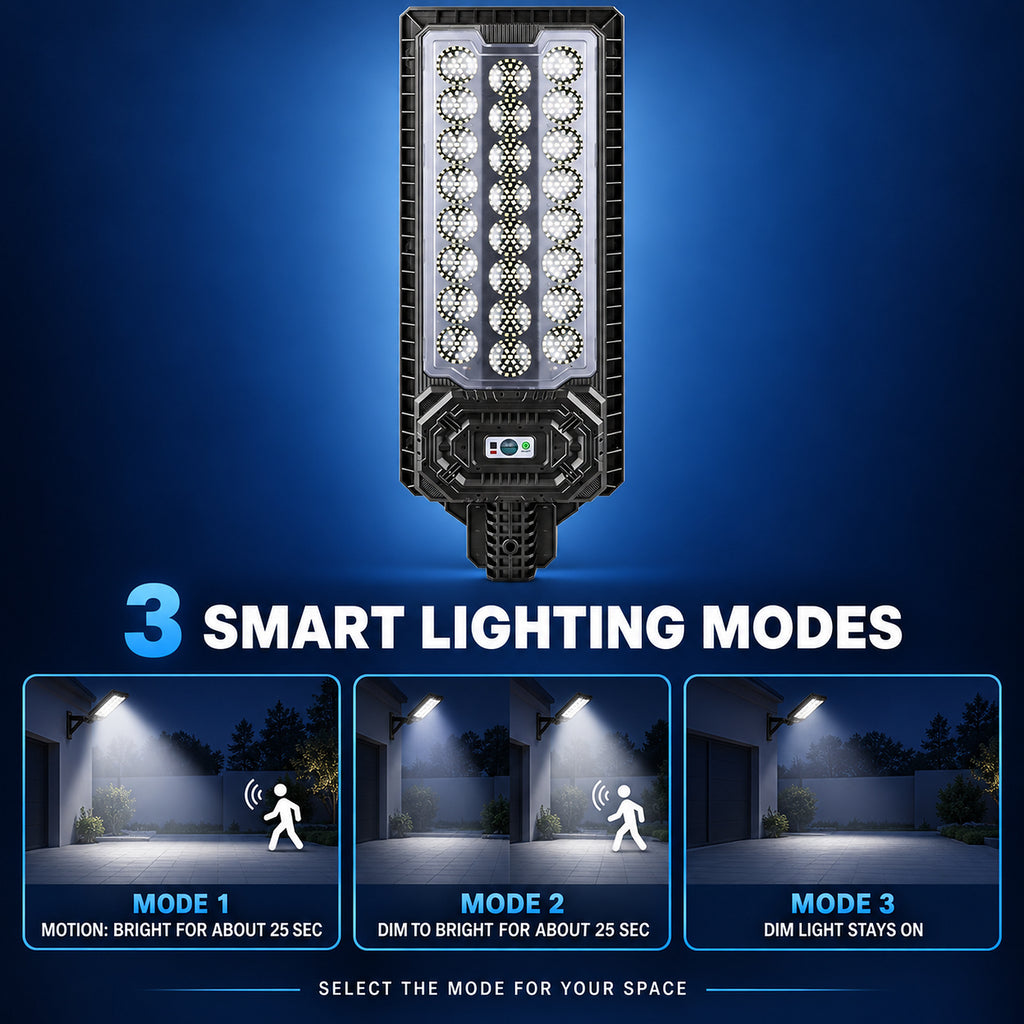 Solar Powered Motion Sensor Outdoor Light W7114 3 Noir pour Garden Yard Street Wall LED