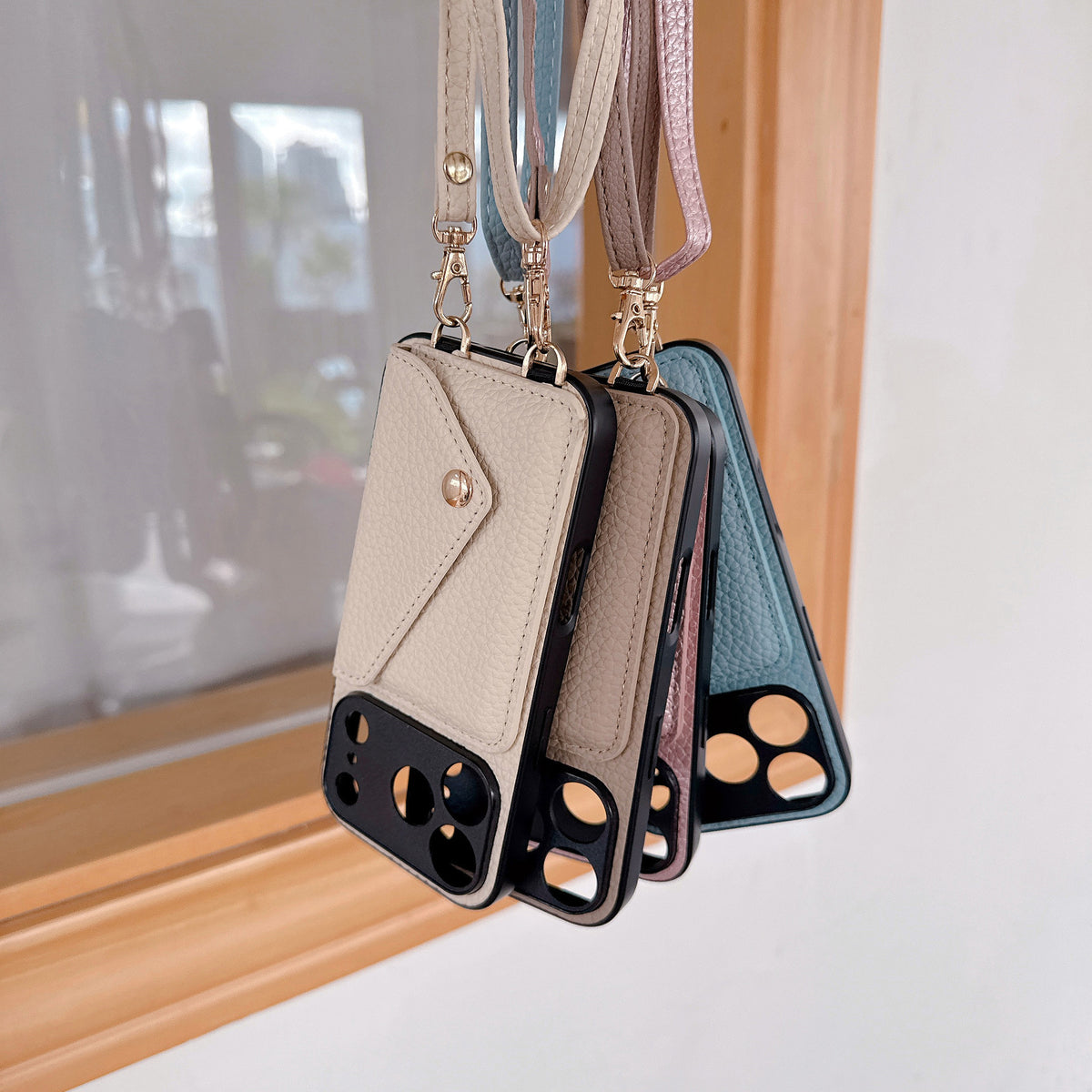 Simple Crossbody Lanyard Leather Phone Case