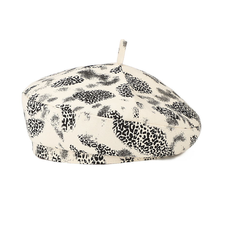 Mode Retro Gradient Leopard Imprimé Chapeau avec un Beret Top. Style de fille de style coréen