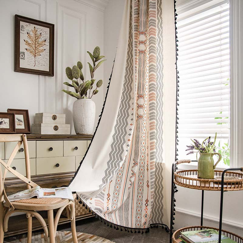 Coton crème Boho et imprimé en lin