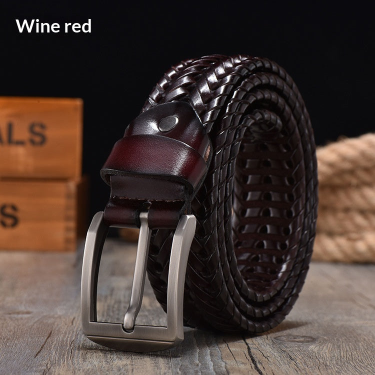 Ceinture en cuir vintage tissée à la main pour hommes