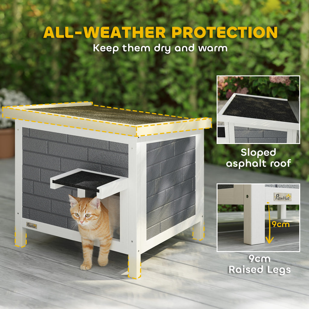 Maison de chat en plein air isolée avec toit ouvert