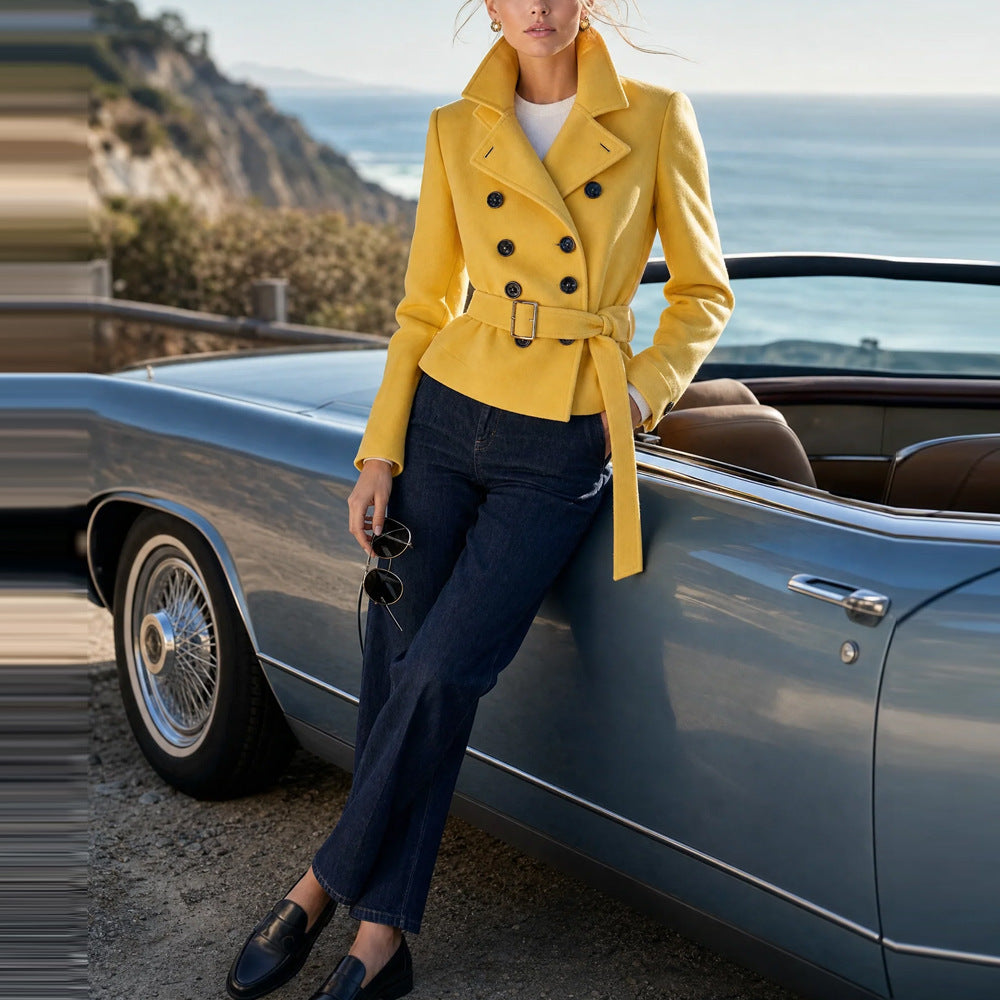 Automne et hiver Haute classe Tempérament Socialite Coat Women's Independent Station Waist