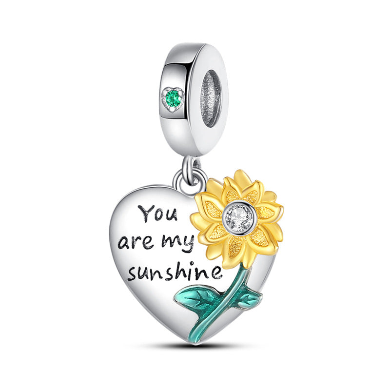 Bracelet pendentif en cuivre en forme de tournesol