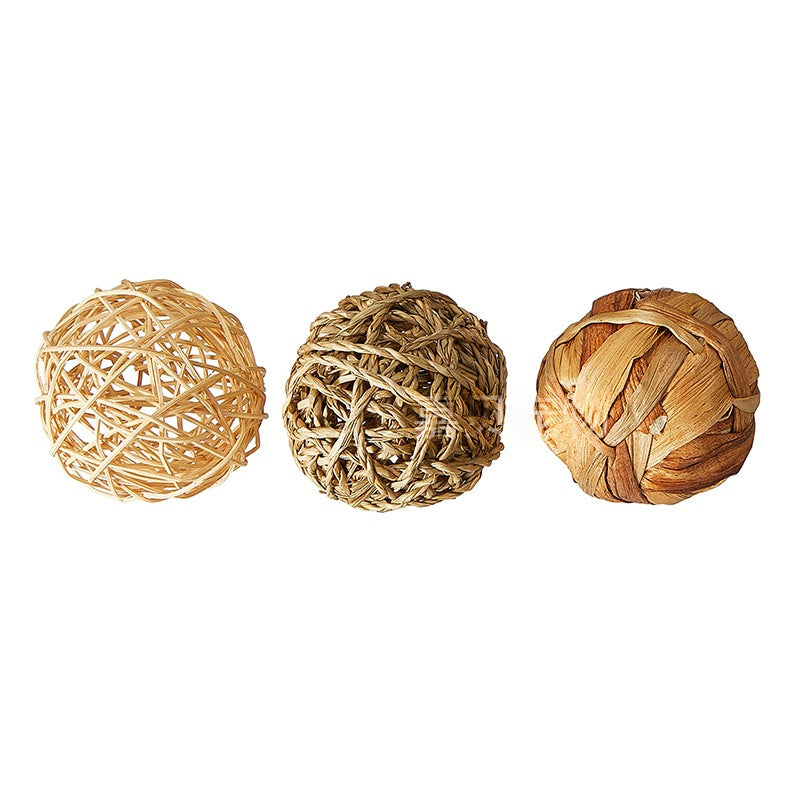 Ensemble de boulettes en rotin naturel tissé à la main