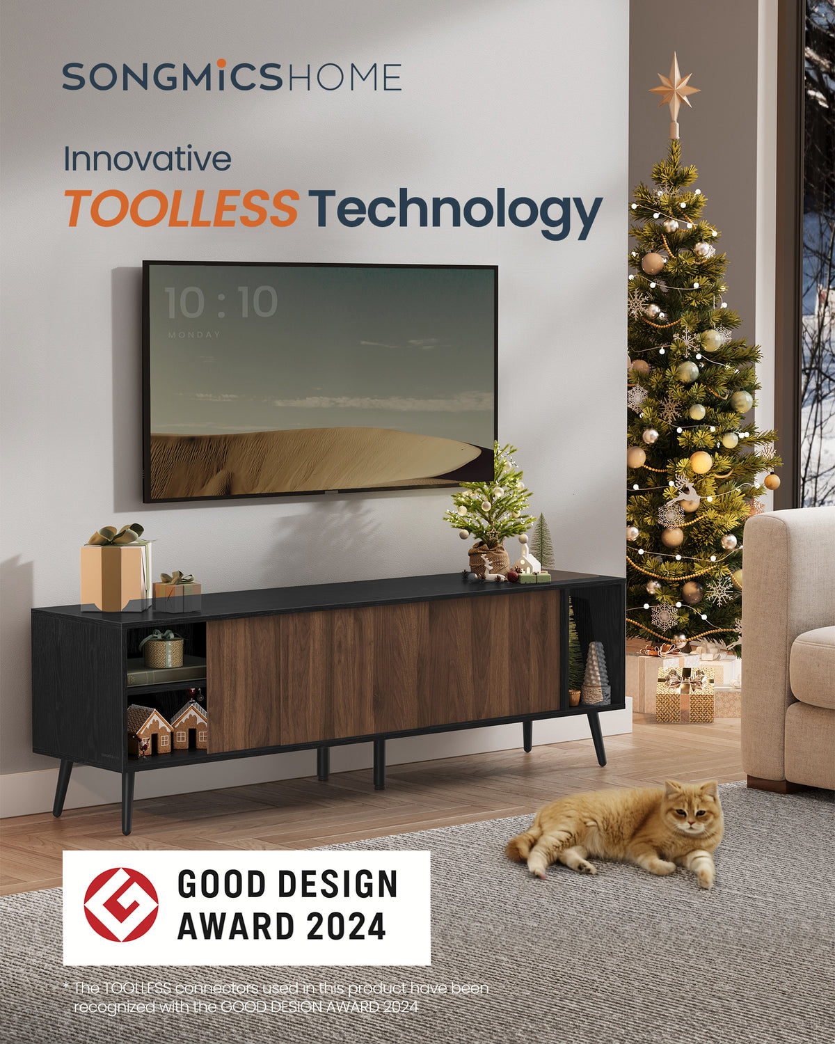 SONGMICS HOME Superfast Toolless Assemblage TV Stand pour téléviseurs jusqu'à 72 pouces