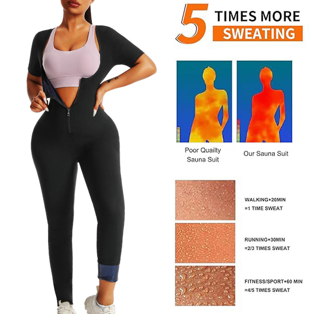 Maillot de saut à manches courtes Sauna pour femme