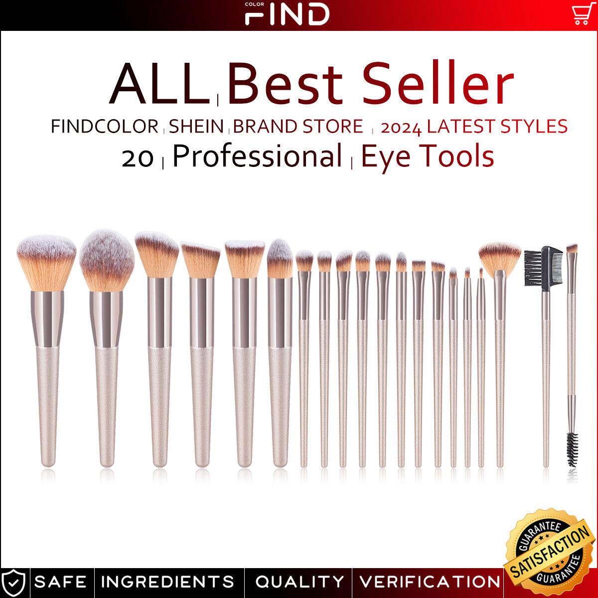 Set de brosse de maquillage de 20 pièces en champagne