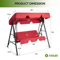 68x43x60 Inch Style KD rouge avec Coussin Canopy Fer Oxford Cloth 250kg Set d'échangisme en fer