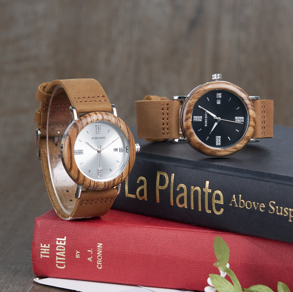 Homme et femme Minimaliste Casual Montre en bois rétro