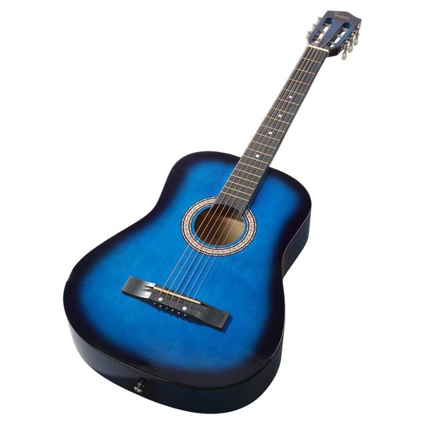 Guitare acoustique ronde bleue de 38 pouces avec des pics