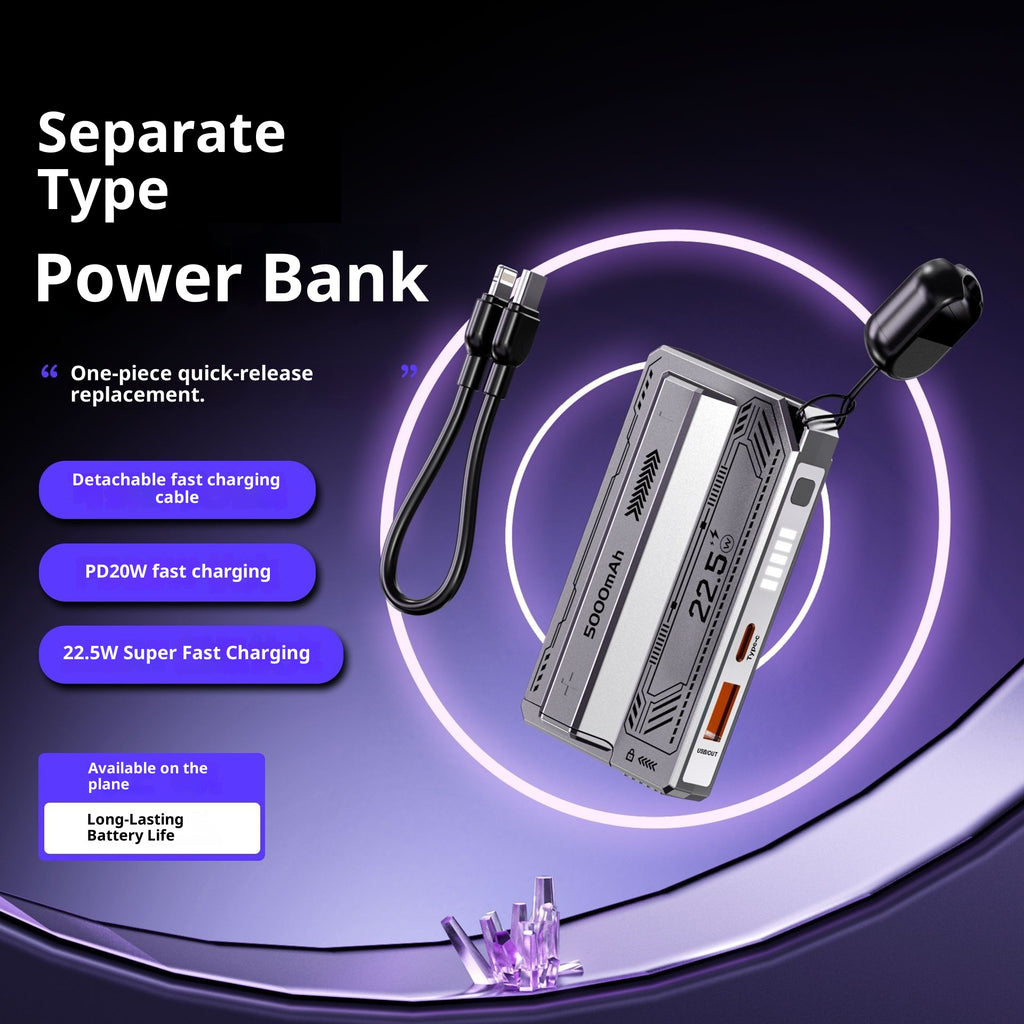 Détachable Mobile Power Cylinder Cell Mini Style Type de séparation élastique Power Bank