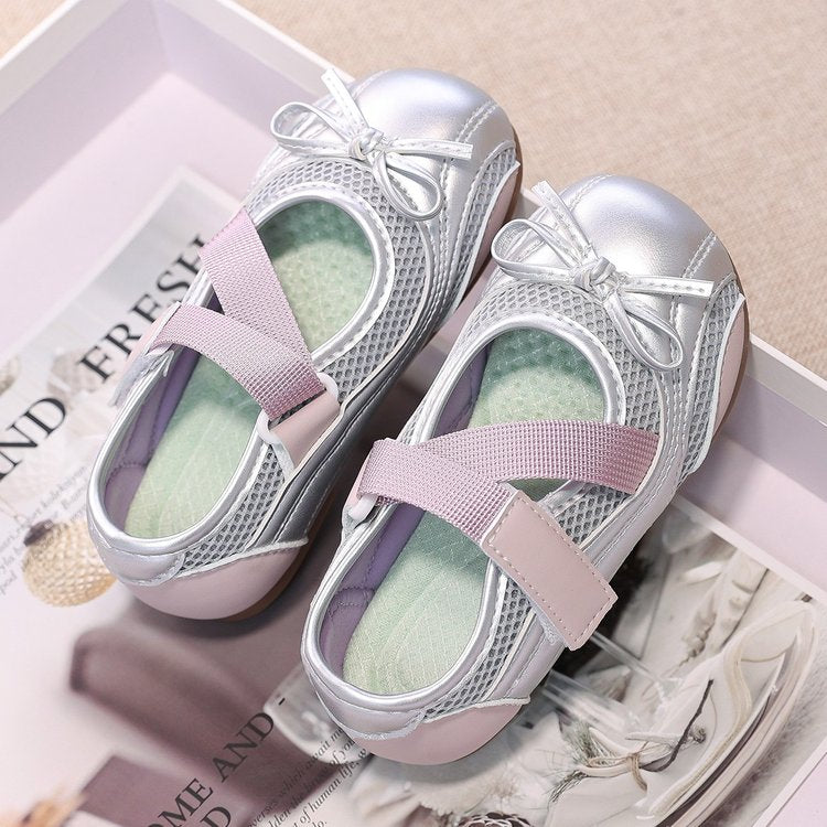 Fille Ballet Style Versatile Princesse Chaussures Casual Athletic Chaussures Pantoufles en cuir