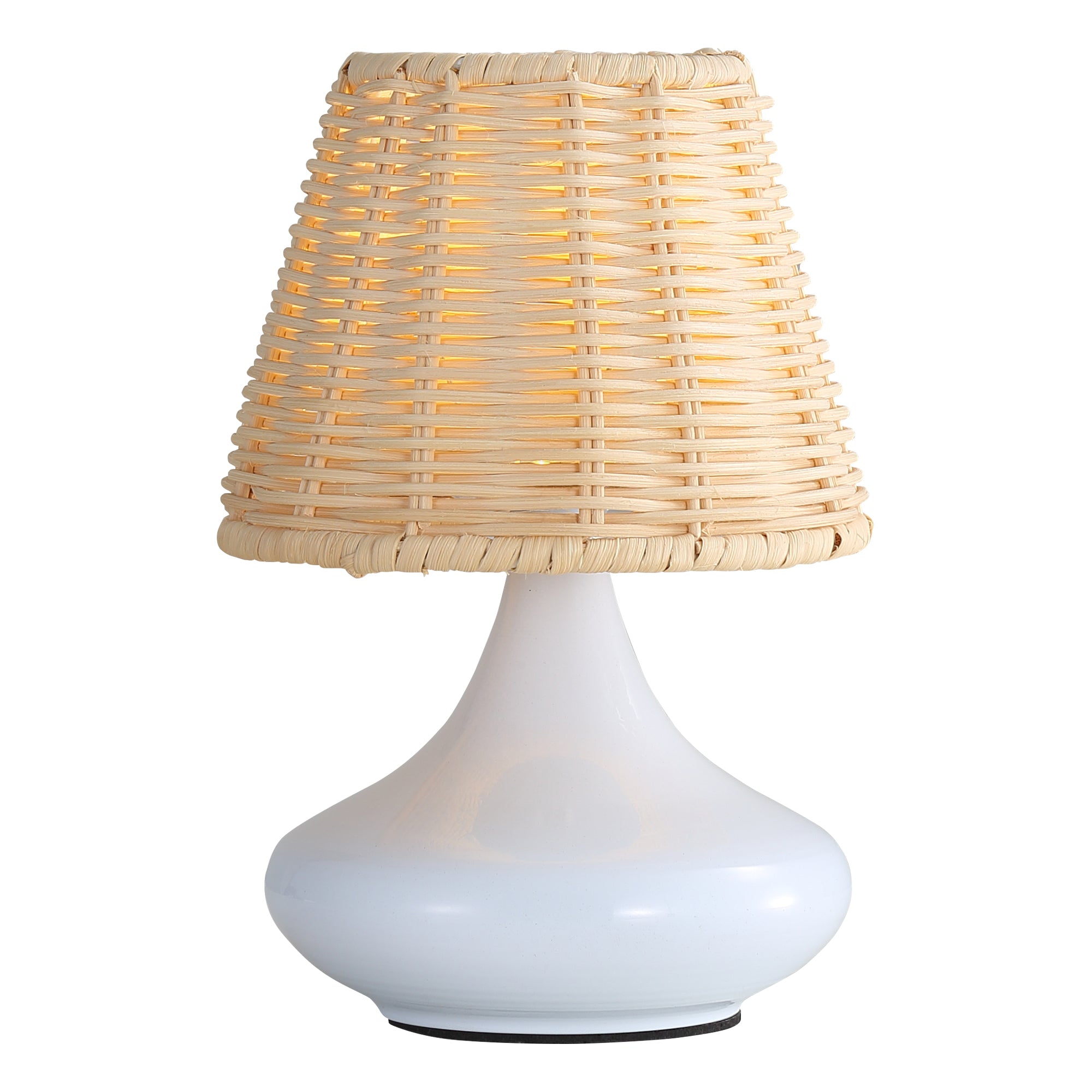 Lampe de table en bambou blanc Lampe de bureau variable Lampe de nuit avec base en fer et trois couleurs