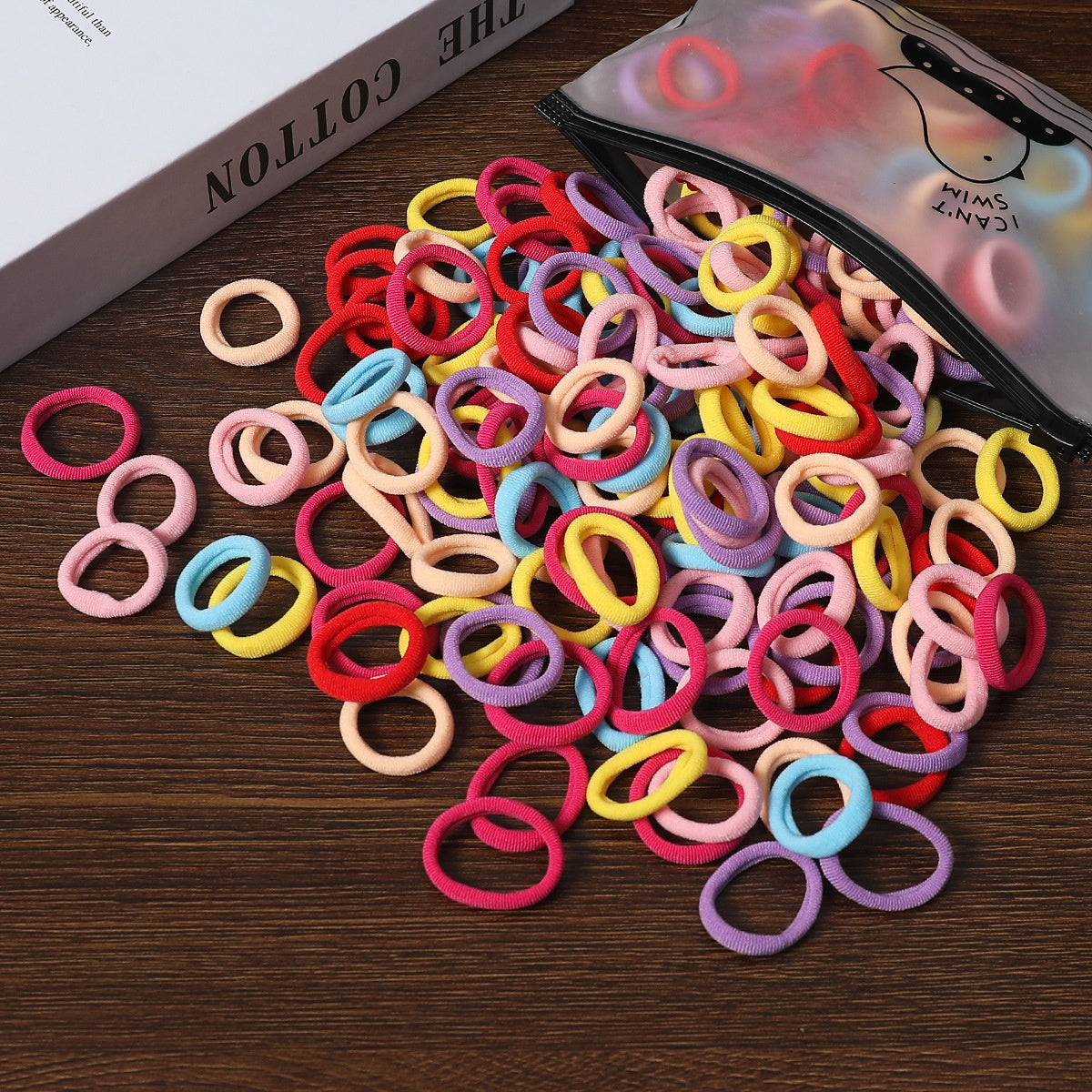 100 Sacs Sans couture Serviette pour enfants Anneau tresses Ne pas nuire cheveux Candy Couleur Rin