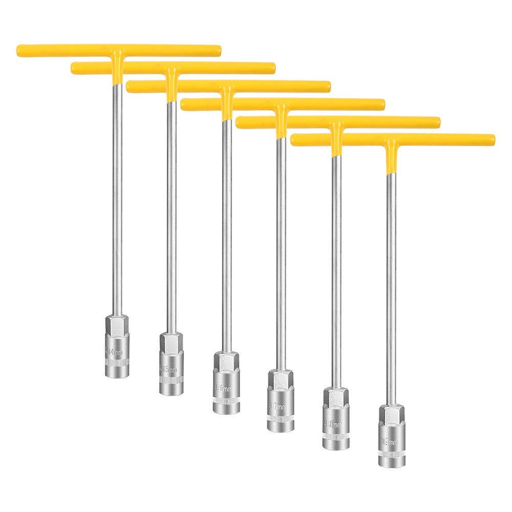12X TEE HANDLE SOCKET WRENCH T BAR TYPE DE POUVOIR LONGUEUR PORTÉE 8-19MM ESPANNER NUT DRIVER